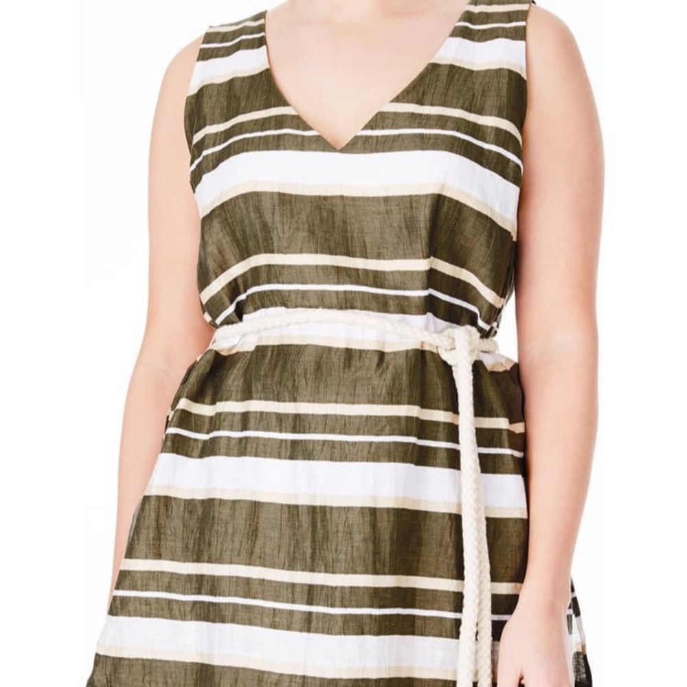 ELVI Belted Stripe Cotton Tunic